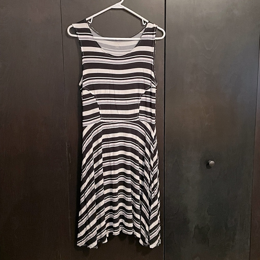 ANA Black & White Striped Dress, L